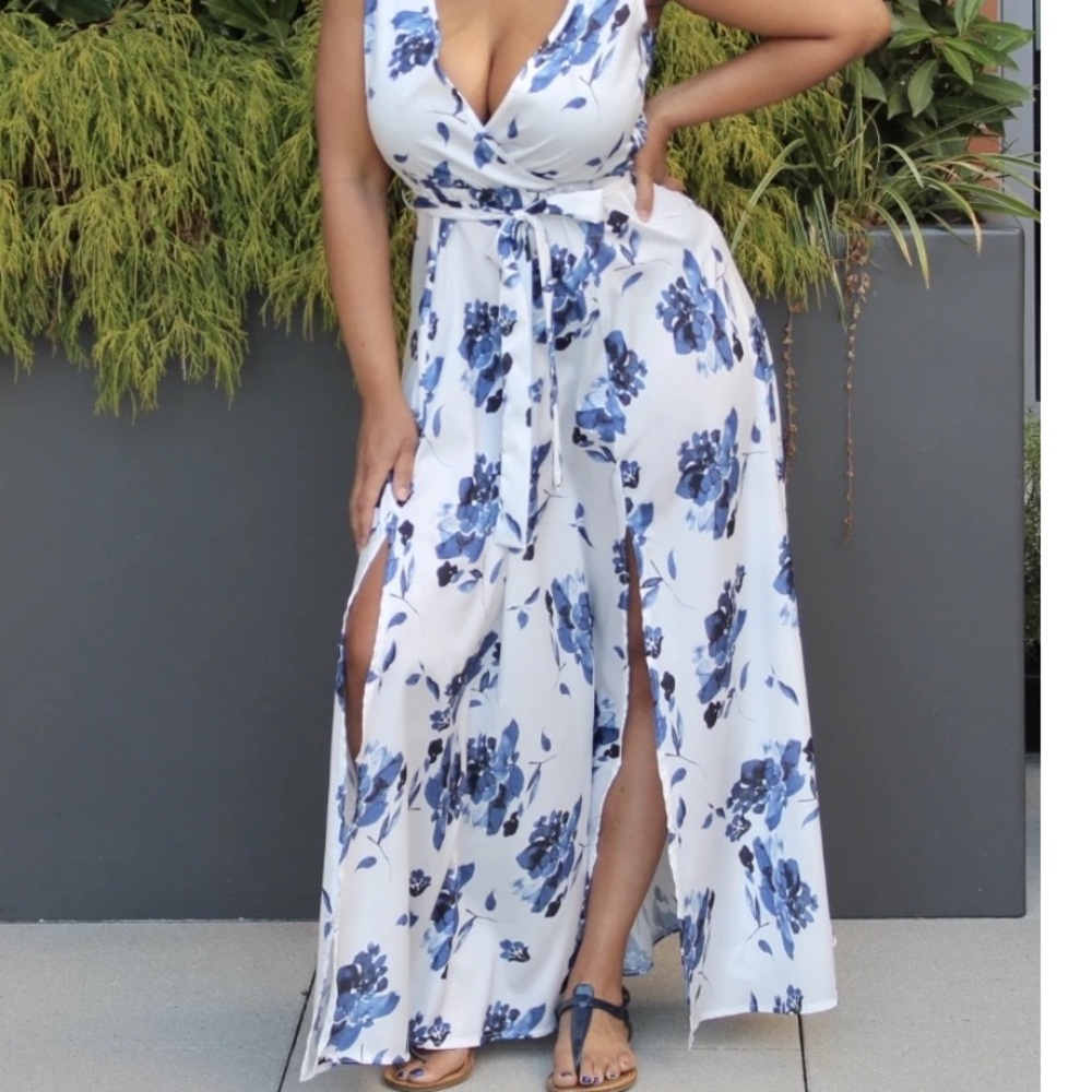 Blue flowered maxi dress